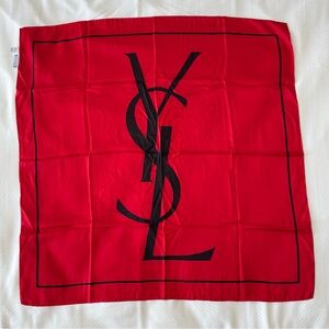 Yves Saint Laurent (YSL) Red Silk Scarf